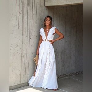 Vici Collection Soleil Cutout Ruffle Maxi Dress